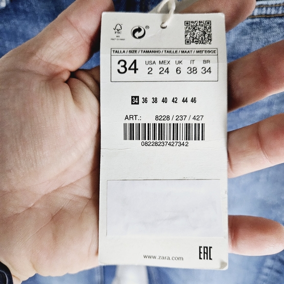 ZARA | Z1975 denim mid rise skinny frayed/raw hem jeans - Picture 8 of 11